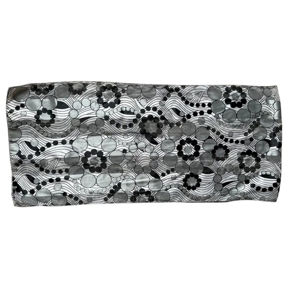 Calvin Klein Scarf Polyester Black White Horizontal Stripe Lightweight OS